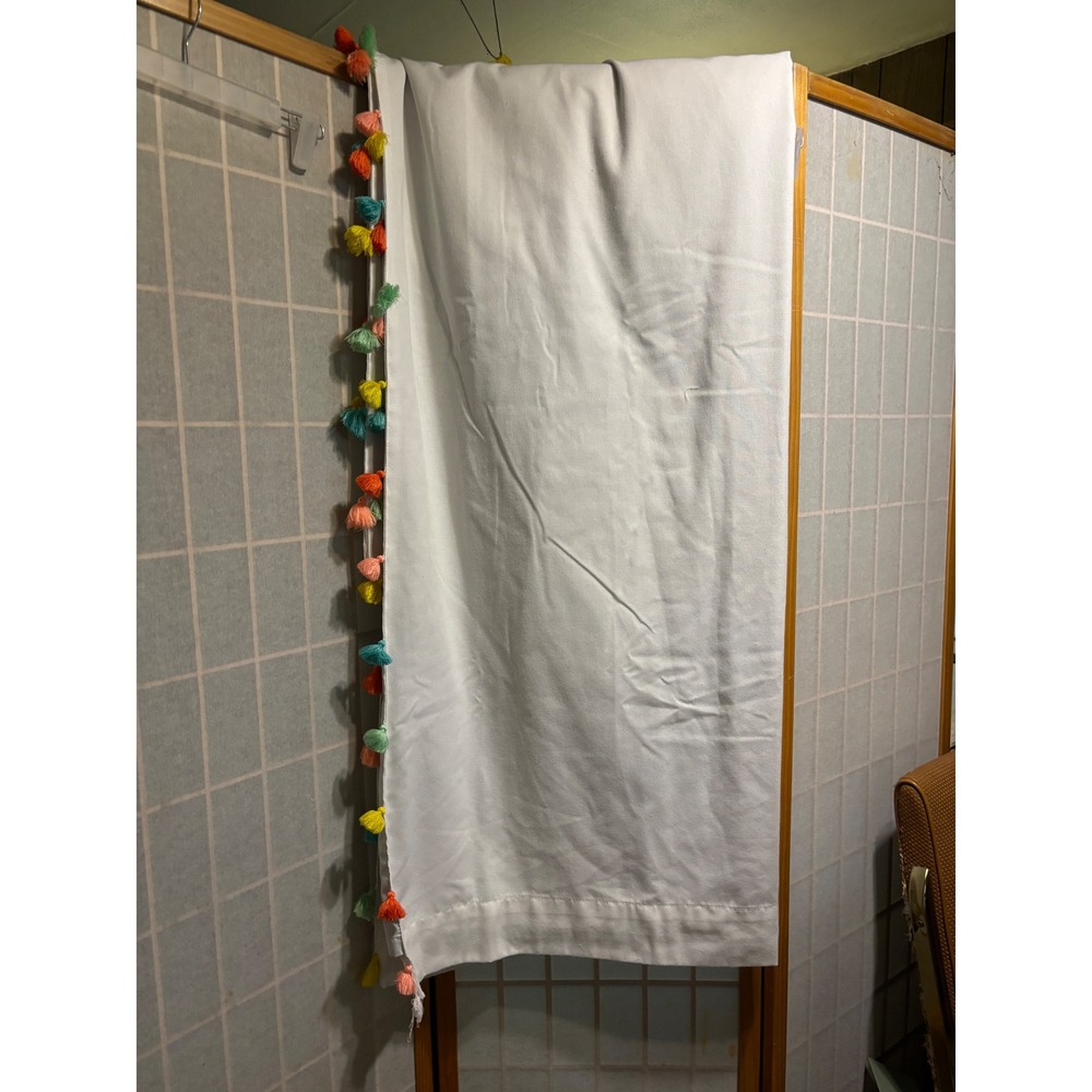 2 Pillowfort White Tassel Curtain Panel Light Filtering Rod Pocket Boho